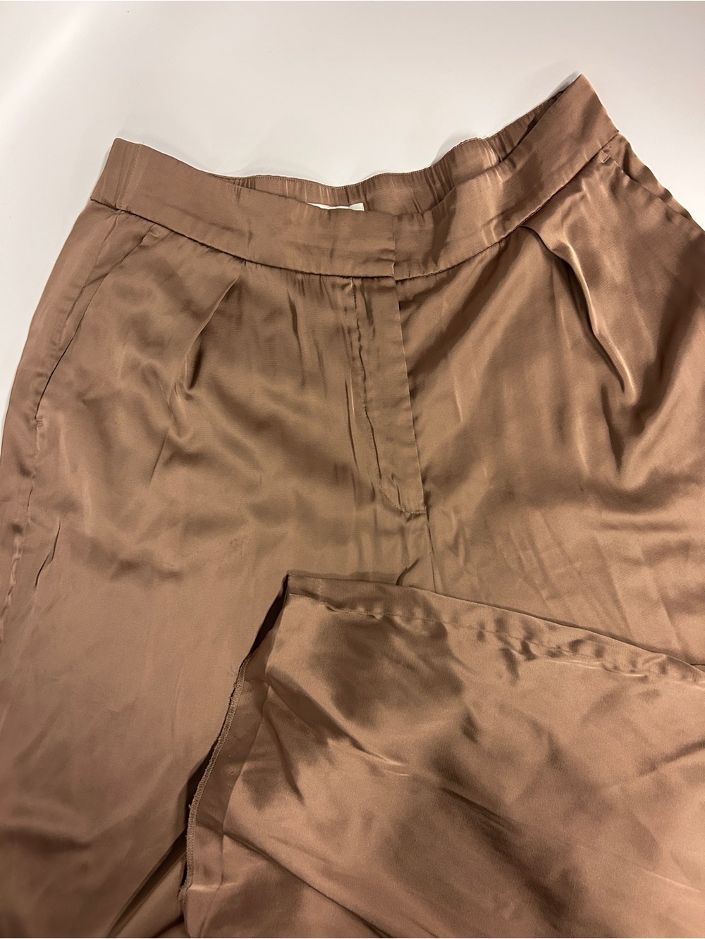 Abercrombie & Fitch Satin-Look Wide-Leg Trousers in Brown